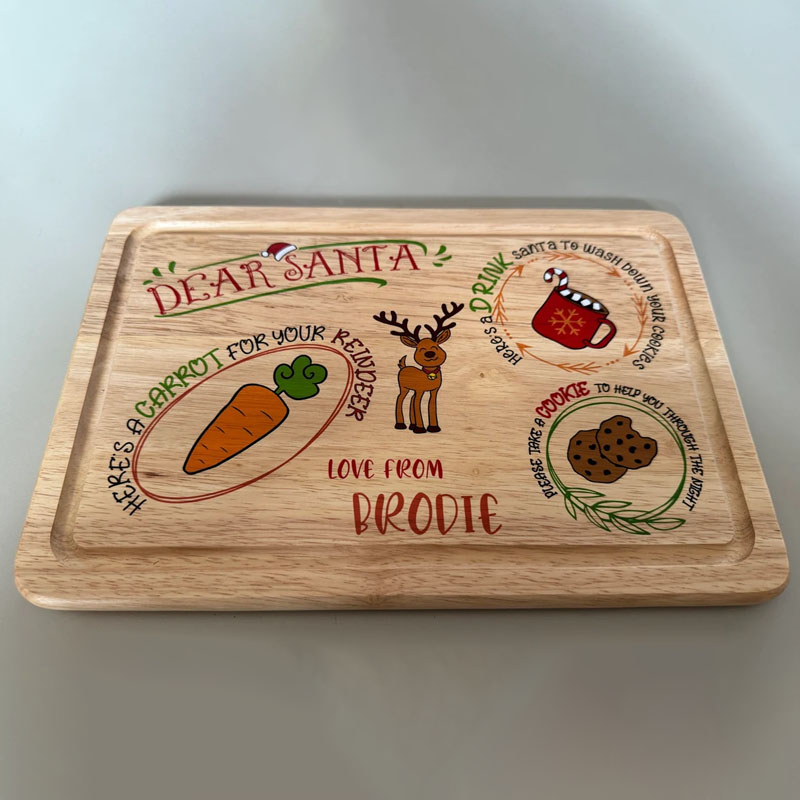 Personalised Wooden Christmas Eve Santa Board Plate Treats