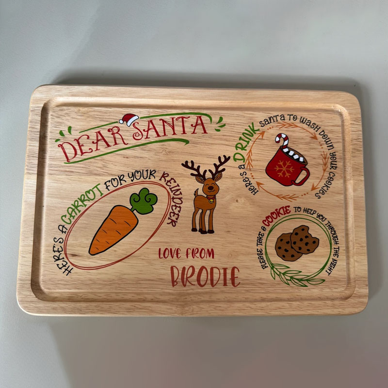 Personalised Wooden Christmas Eve Santa Board Plate Treats