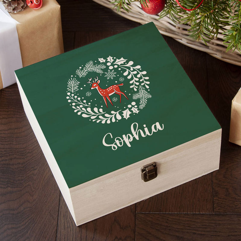 Personalised Woodland Deer Kid Christmas Eve Box