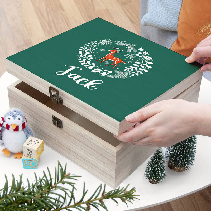 Personalised Woodland Deer Kid Christmas Eve Box