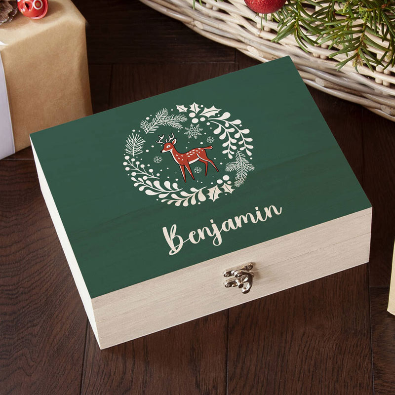 Personalised Woodland Deer Kid Christmas Eve Box