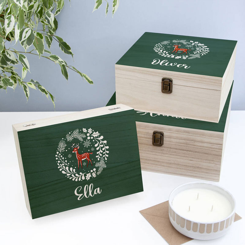 Personalised Woodland Deer Kid Christmas Eve Box