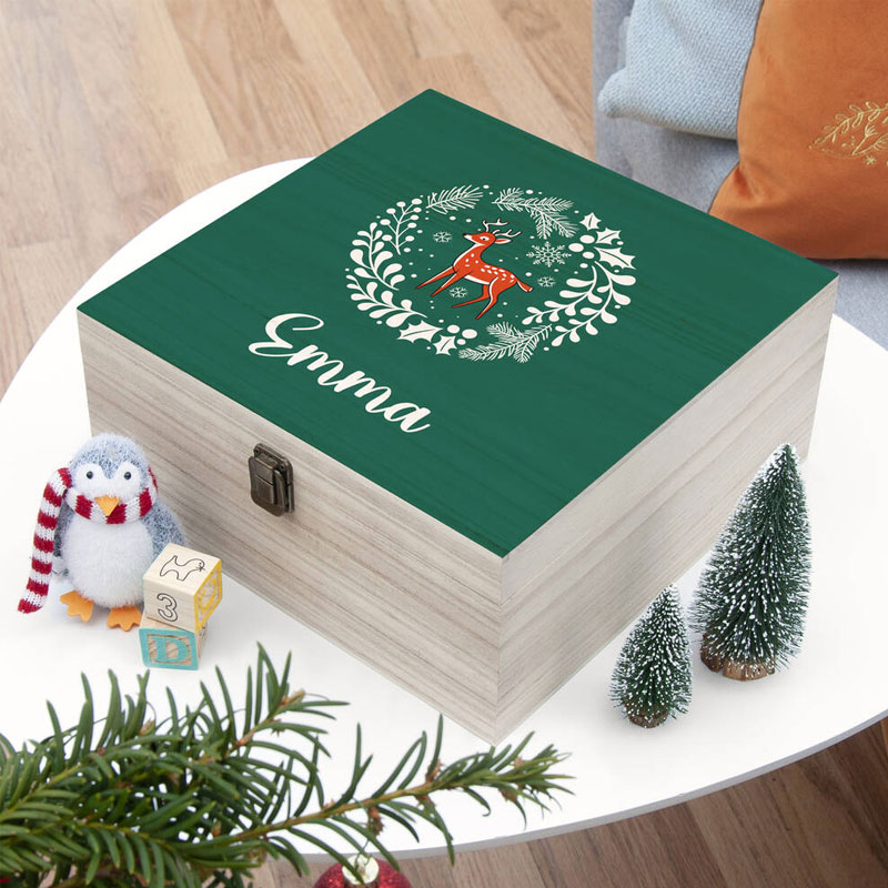 Personalised Woodland Deer Kid Christmas Eve Box