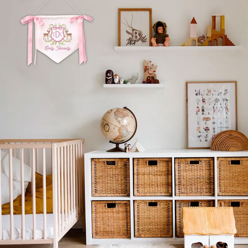 Personalized Baby Banner Deer Ribbon Welcome Banner