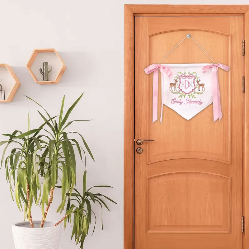 Personalized Baby Banner Deer Ribbon Welcome Banner