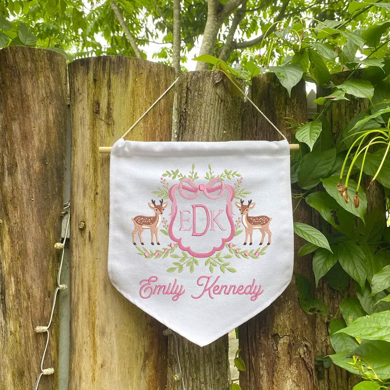 Personalized Baby Banner Deer Ribbon Welcome Banner