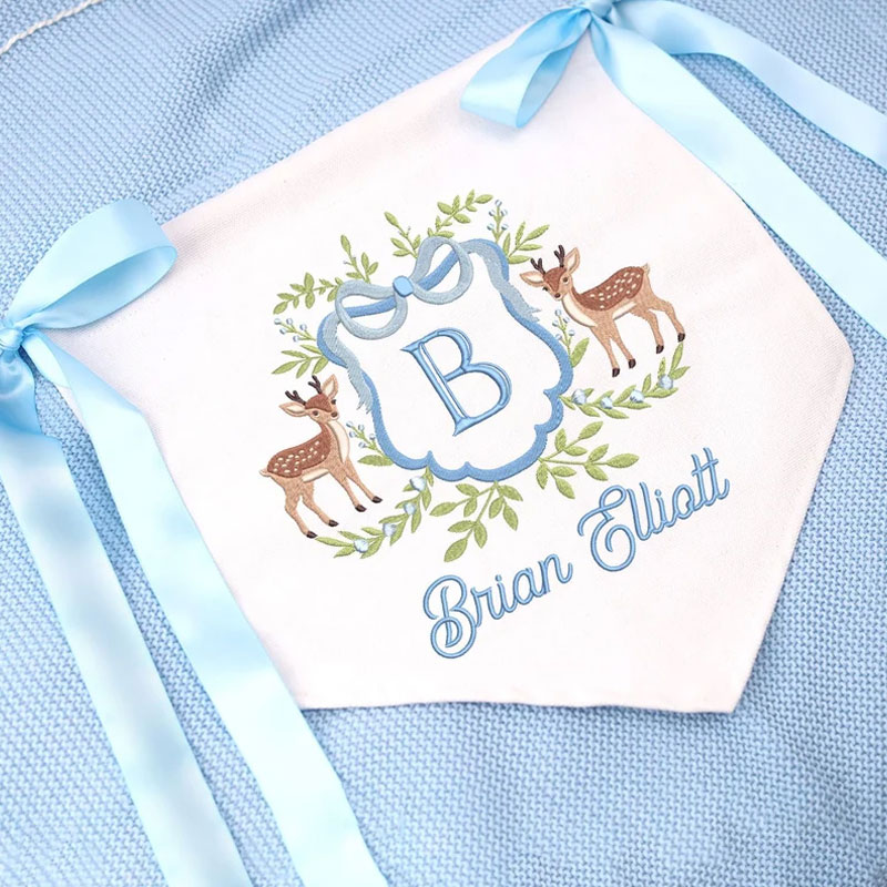 Personalized Baby Banner Deer Ribbon Welcome Banner
