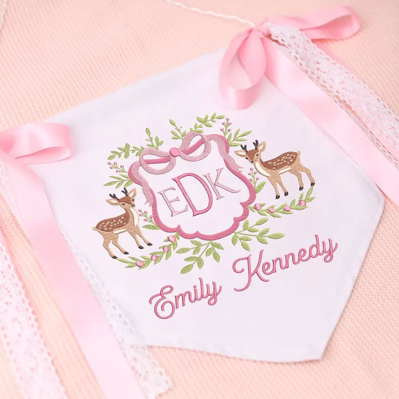Personalized Baby Banner Deer Ribbon Welcome Banner