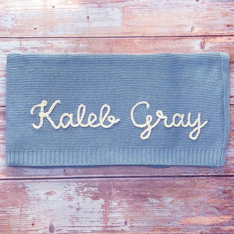 Personalized Baby Blanket Hand Embroidered Baby Name