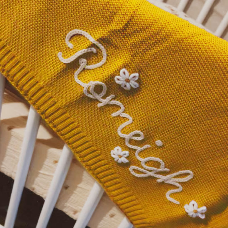 Personalized Baby Blanket Hand Embroidered Baby Name