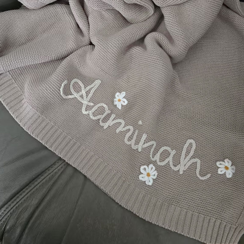 Personalized Baby Blanket Hand Embroidered Baby Name