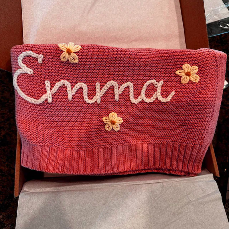 Personalized Baby Blanket Hand Embroidered Baby Name