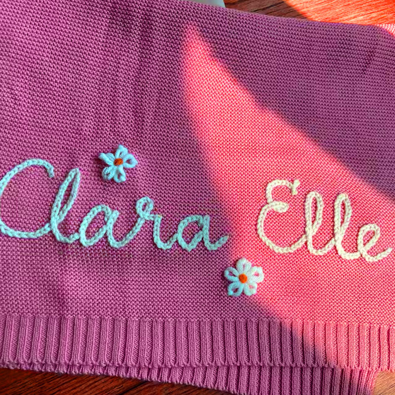 Personalized Baby Blanket Hand Embroidered Baby Name