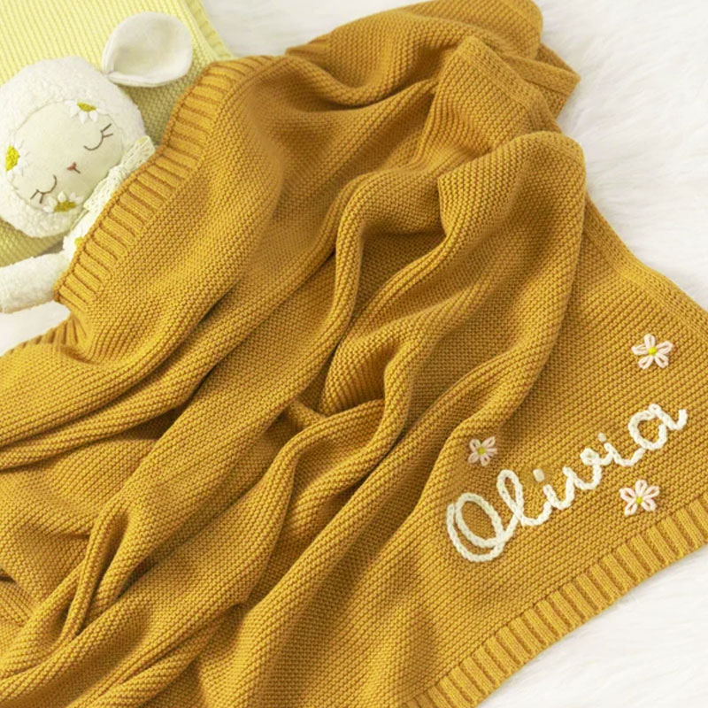 Personalized Baby Blanket Hand Embroidered Baby Name