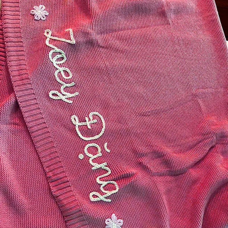 Personalized Baby Blanket Hand Embroidered Baby Name