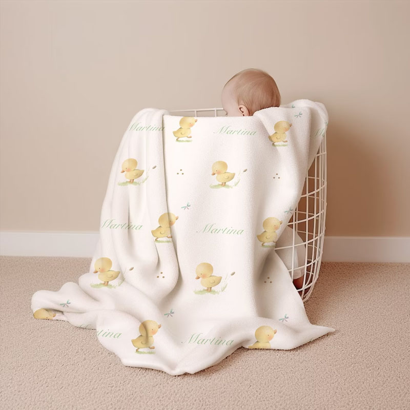 Personalized Baby Cute Duck Soft Blanket