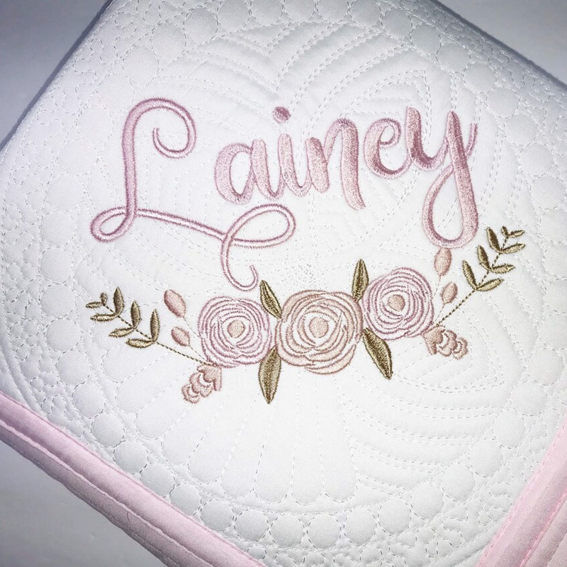 Personalized Baby Girl Beautiful Soft Floral Quilt