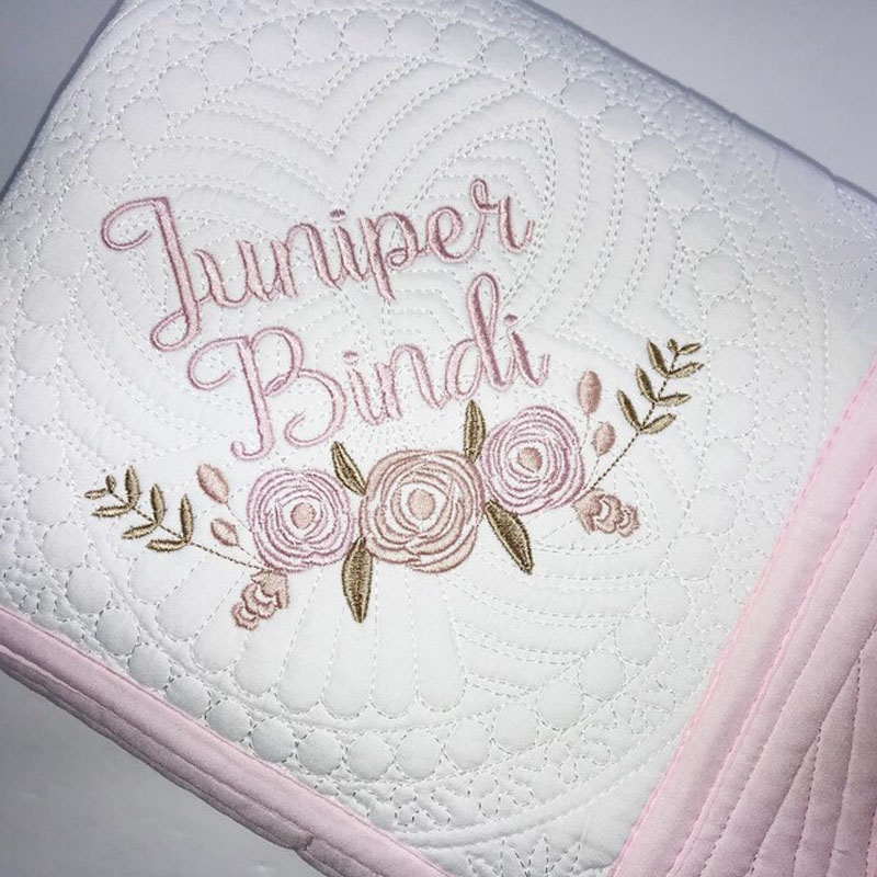Personalized Baby Girl Beautiful Soft Floral Quilt