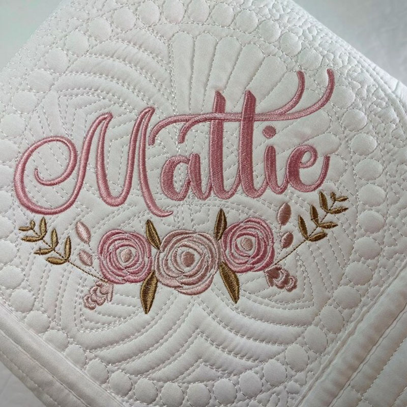 Personalized Baby Girl Beautiful Soft Floral Quilt