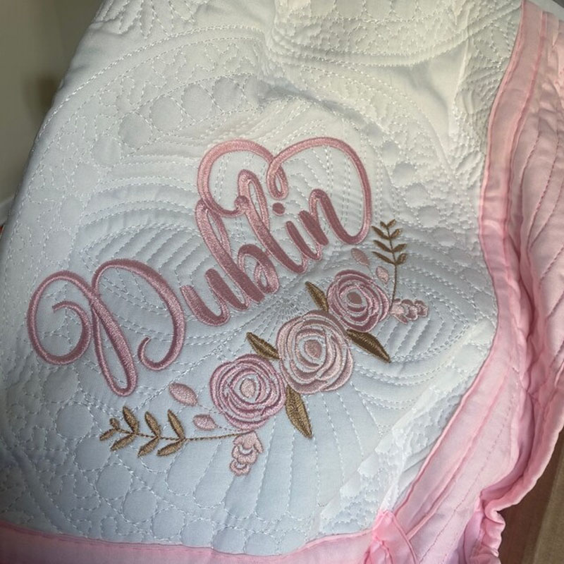 Personalized Baby Girl Heirloom Baby Quilt, Personalized Baby offers Girl Quilt, Beautiful Soft Floral Personalized Baby Heirloom Keepsake Gift