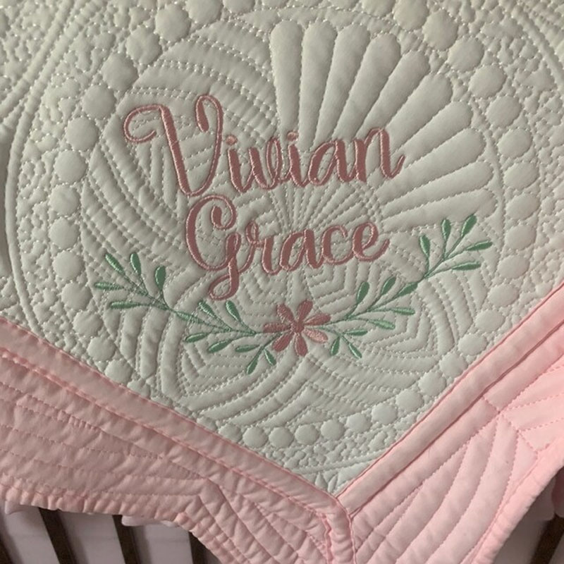 Personalized Baby Girl Heirloom Baby Quilt