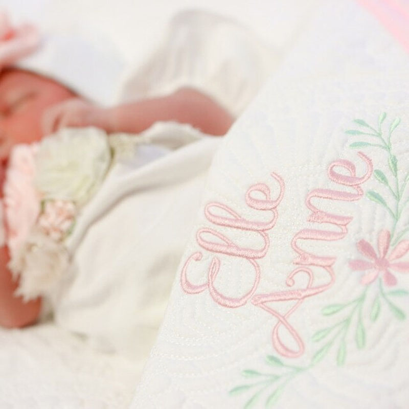Personalized Baby Girl Heirloom Baby Quilt