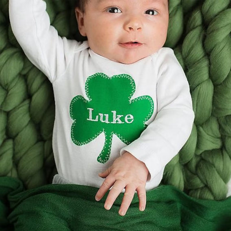 Personalized Baby Shamrock St. Patrick's Day Snap Bodysuit