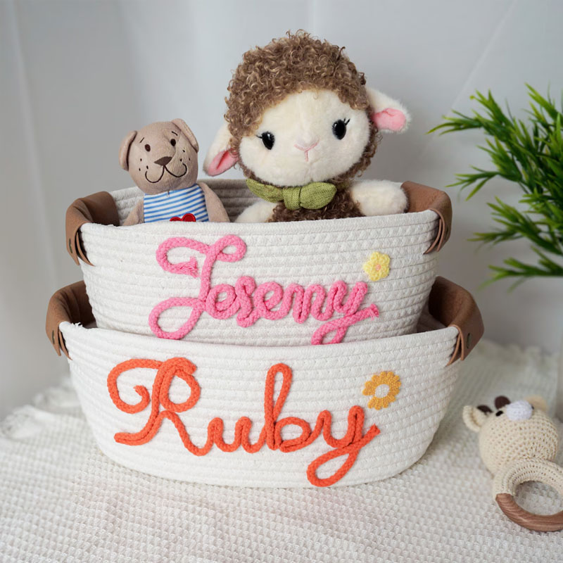 Personalized Baby Shower Leather Basket