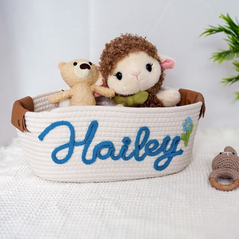 Personalized Baby Shower Leather Basket