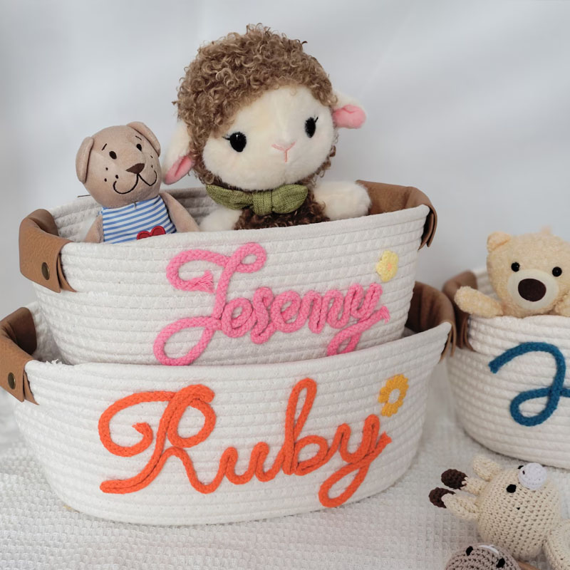 Personalized Baby Shower Leather Basket