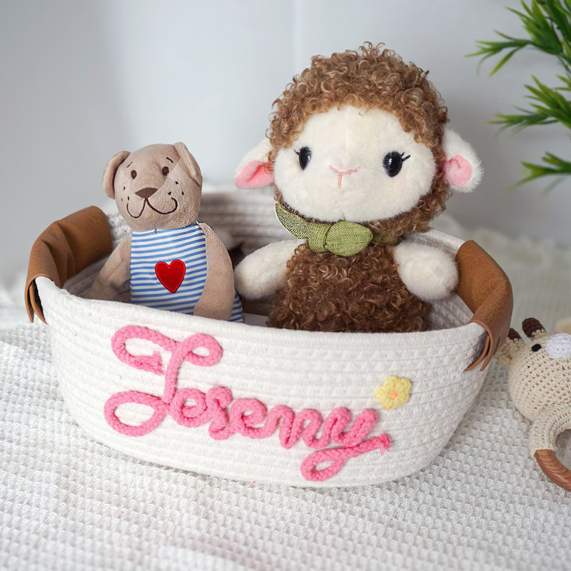 Personalized Baby Shower Leather Basket