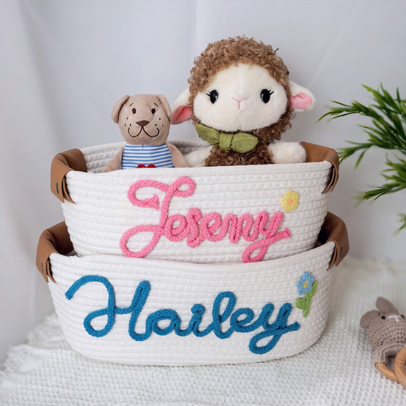 Personalized Baby Shower Leather Basket