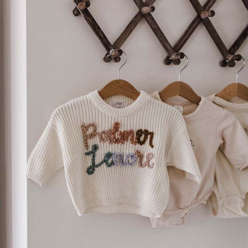 Personalized Baby Sweater Rainbow Baby Name Sweater