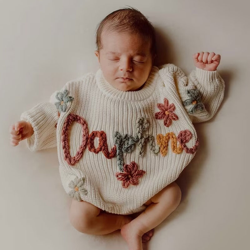 Personalized Baby Sweater Rainbow Baby Name Sweater