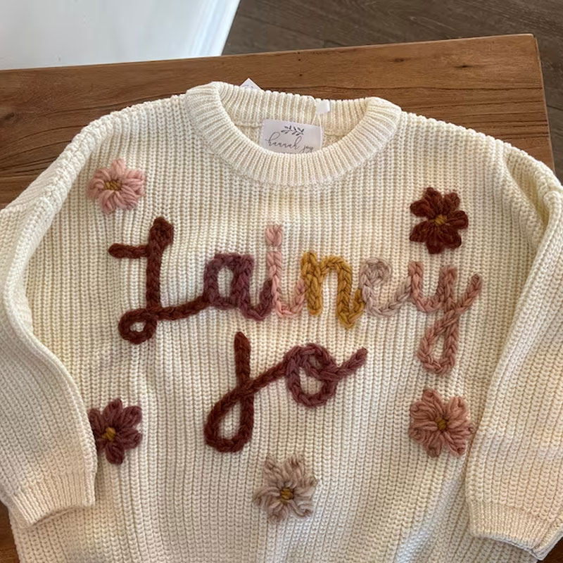 Personalized Baby Sweater Rainbow Baby Name Sweater