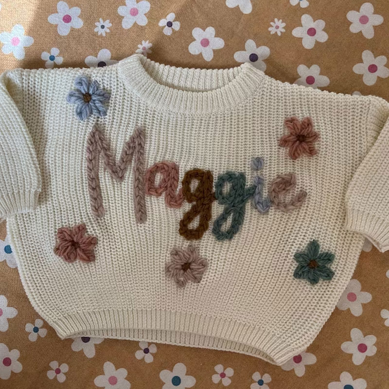 Personalized Baby Sweater Rainbow Baby Name Sweater