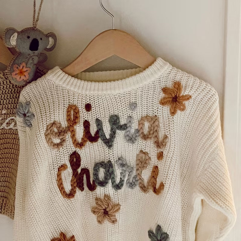Personalized Baby Sweater Rainbow Baby Name Sweater