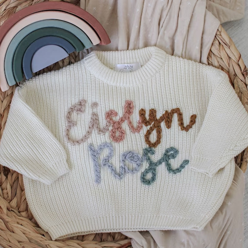 Personalized Baby Sweater Rainbow Baby Name Sweater
