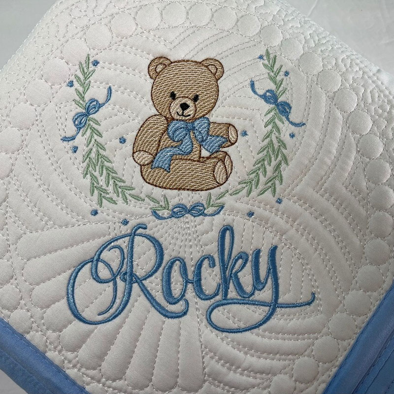 Personalized Baby Teddy Bear Heirloom Baby Quilt Keepsake Blanket