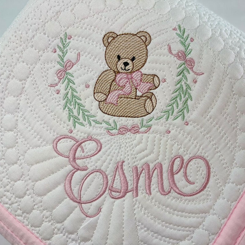Personalized Baby Teddy Bear Heirloom Baby Quilt Keepsake Blanket