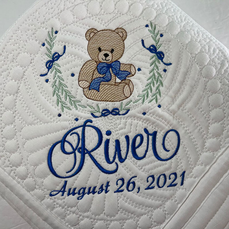 Personalized Baby Teddy Bear Heirloom Baby Quilt Keepsake Blanket