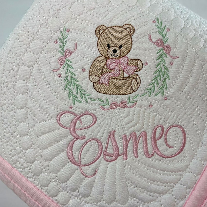 Personalized Baby Teddy Bear Heirloom Baby Quilt Keepsake Blanket