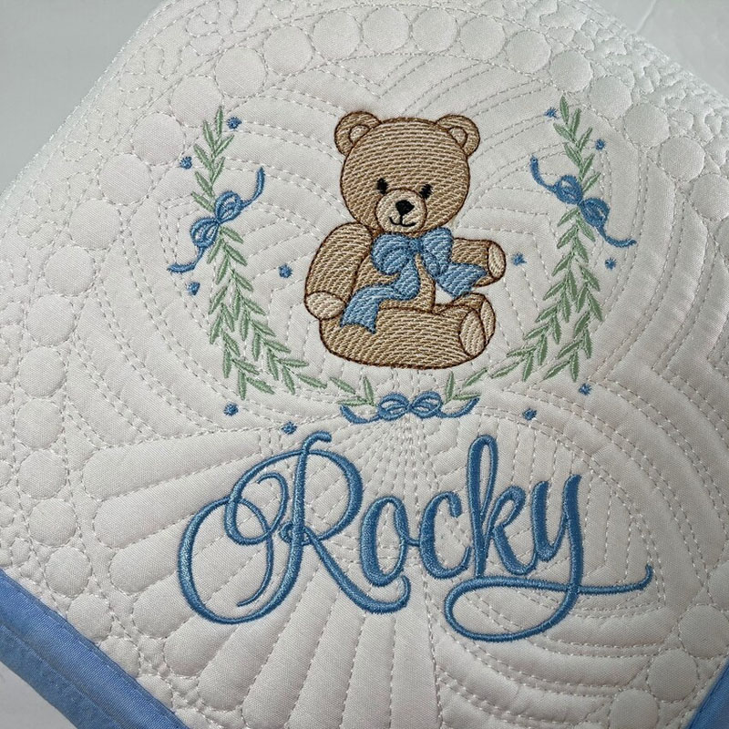 Personalized Baby Teddy Bear Heirloom Baby Quilt Keepsake Blanket