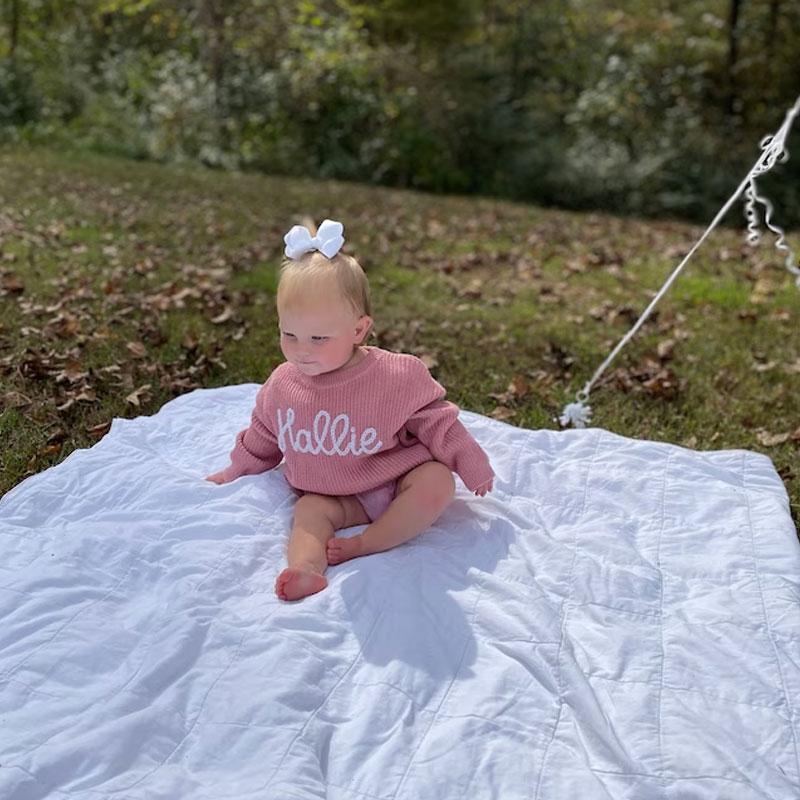 Personalized Baby Toddler Name Sweater Hand-embroidered Gift