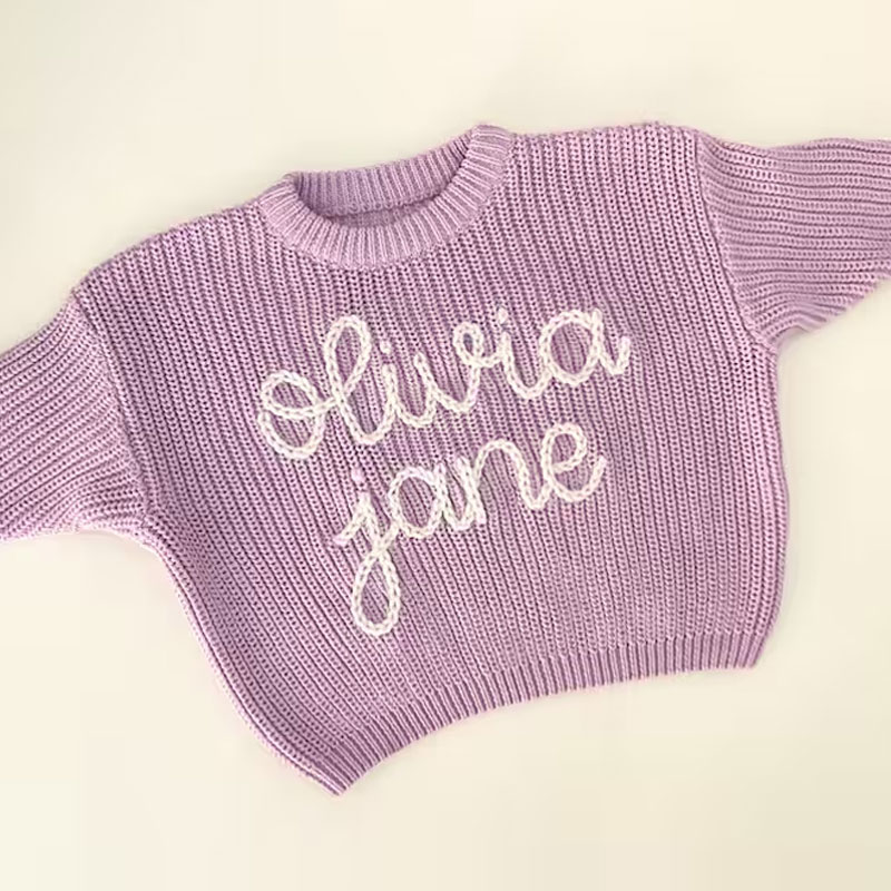 Personalized Baby Toddler Name Sweater Hand-embroidered Gift
