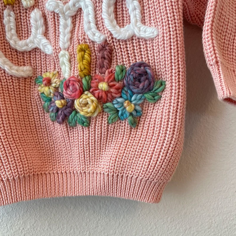 Personalized Baby Toddler Sweater Rainbow and flowers