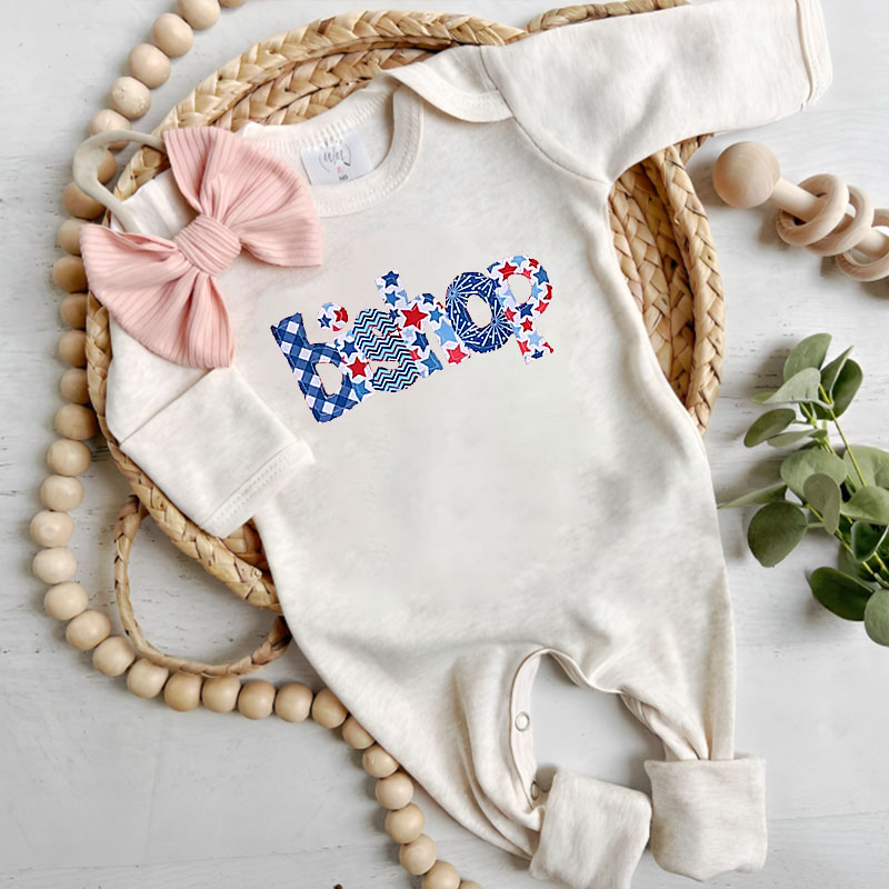 Personalized Baby Vintage July 4th Onesie Set