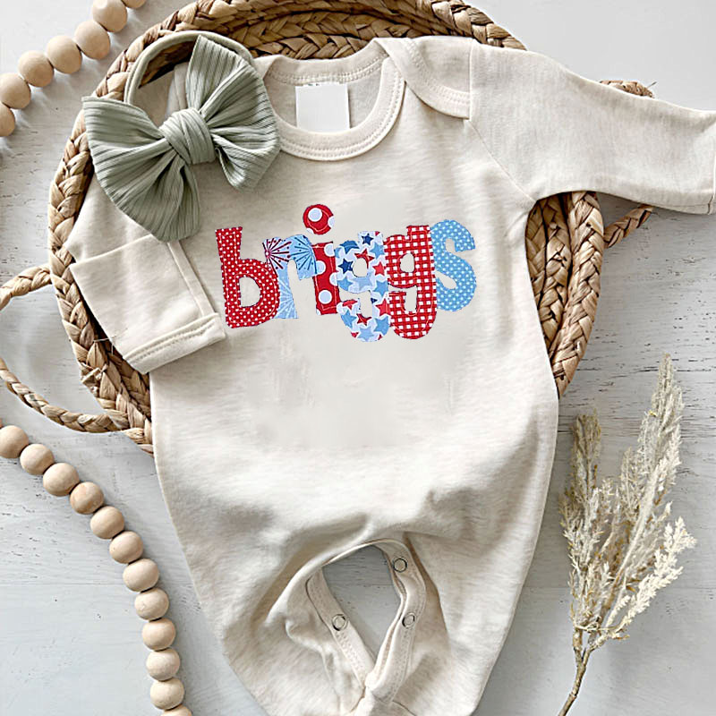 Personalized Baby Vintage July 4th Onesie Set