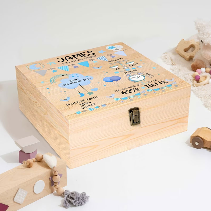 Personalized Baby Wooden Memory Keepsake Box