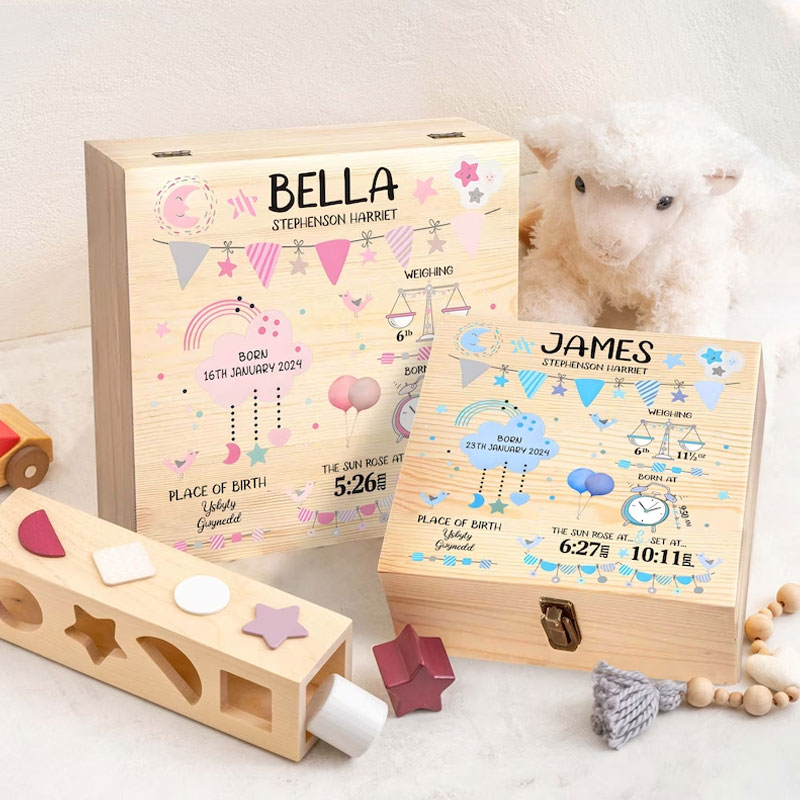 Personalized Baby Wooden Memory Keepsake Box